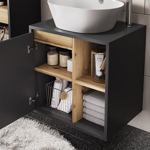 Ensemble De Meubles De Salle De Bains Viola 55213 Gris/artisan 3 Pièces