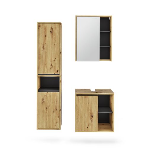 Ensemble De Meubles De Salle De Bains Viola 55219 Artisan/gris 3 Pièces