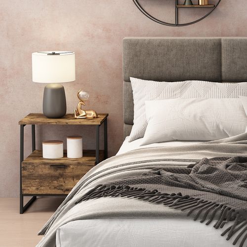 Table De Nuit Lunor 55282 Chêne Rustique/noir Lot De 2