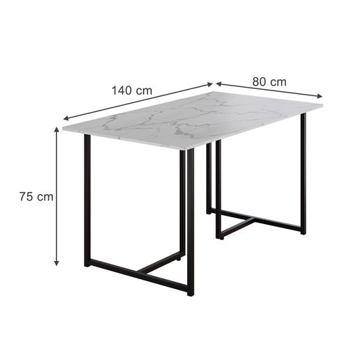 Table De Salle à Manger Merido 55284 Noir/marbre Blanc 140x80cm