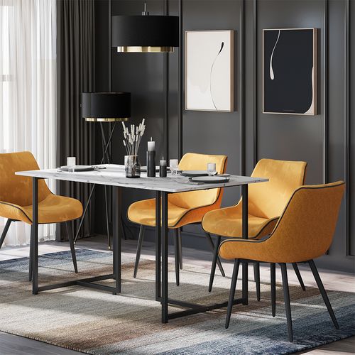 Table De Salle à Manger Merido 55284 Noir/marbre Blanc 140x80cm