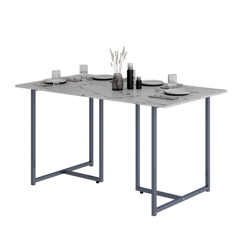 Table De Salle à Manger Merido 55286 Gris/marbre Blanc 140x80cm