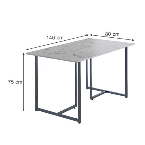Table De Salle à Manger Merido 55286 Gris/marbre Blanc 140x80cm