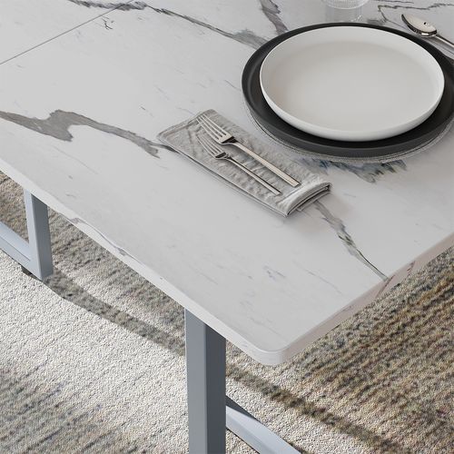 Table De Salle à Manger Merido 55286 Gris/marbre Blanc 140x80cm