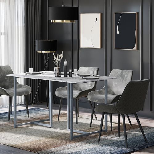 Table De Salle à Manger Merido 55286 Gris/marbre Blanc 140x80cm