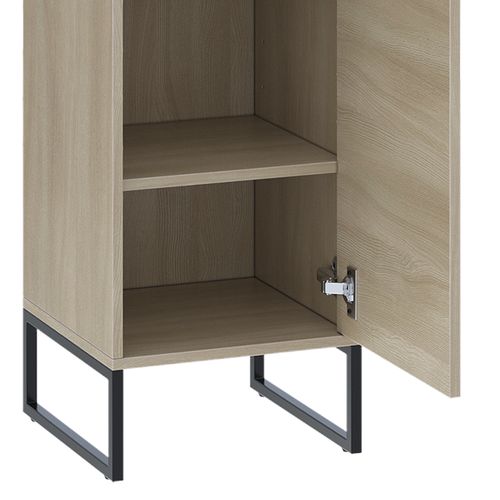 Armoire De Salle De Bain Vionna 55338 Chêne/noir 36x185cm Avec 2 Portes
