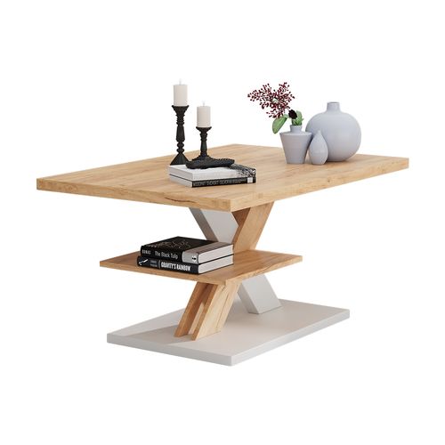 Table Basse Arivo 55341 Blanc 90x60cm Avec Tablette