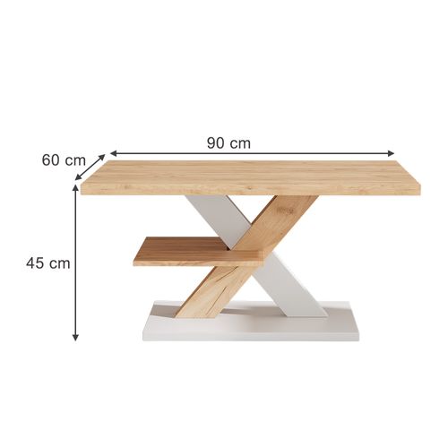 Table Basse Arivo 55341 Blanc 90x60cm Avec Tablette