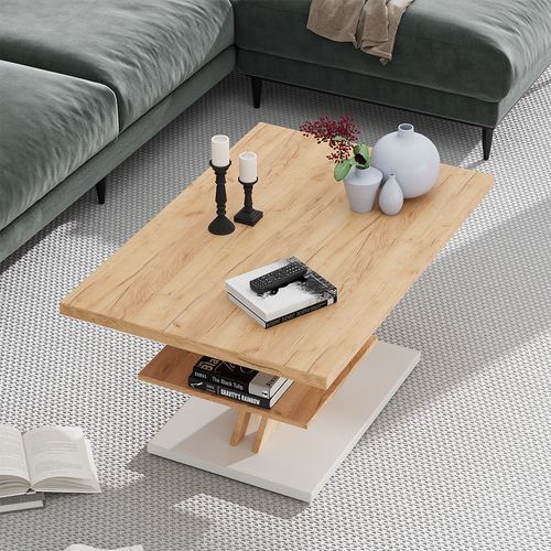 Table Basse Arivo 55341 Blanc 90x60cm Avec Tablette