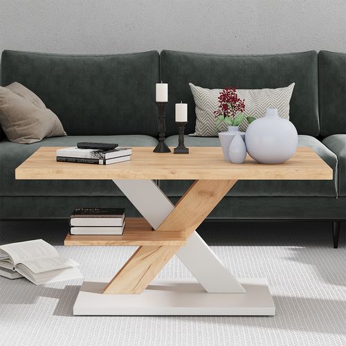 Table Basse Arivo 55341 Blanc 90x60cm Avec Tablette