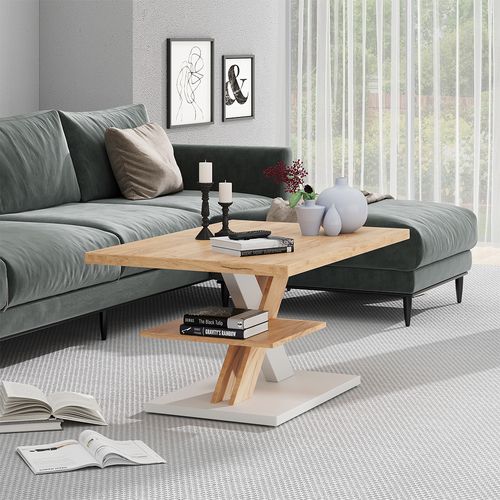 Table Basse Arivo 55341 Blanc 90x60cm Avec Tablette