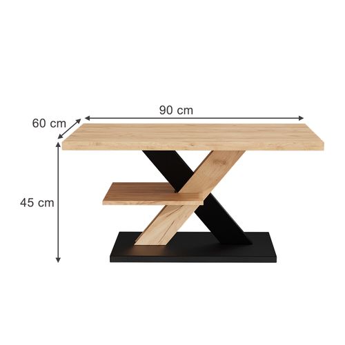 Table Basse Arivo 55342 Noir 90x60cm Avec Tablette