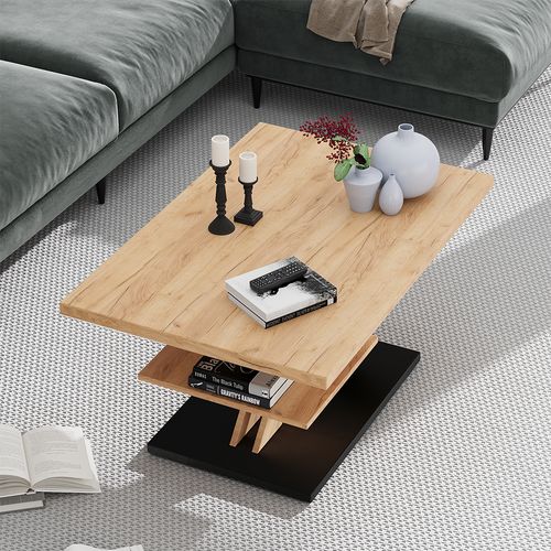 Table Basse Arivo 55342 Noir 90x60cm Avec Tablette