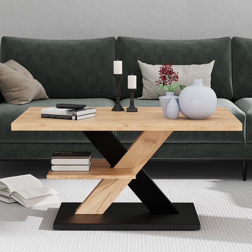 Table Basse Arivo 55342 Noir 90x60cm Avec Tablette