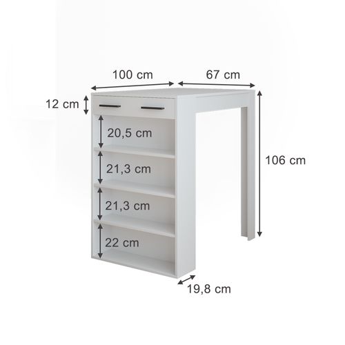 Table De Bar Repose 55343 Blanc 67x100cm