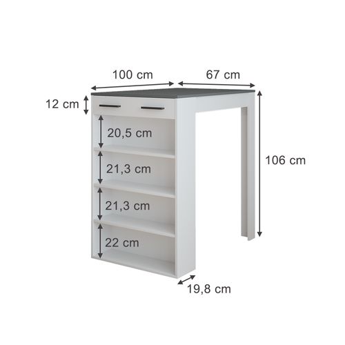 Table De Bar Repose 55344 Blanc/anthracite 67x100cm