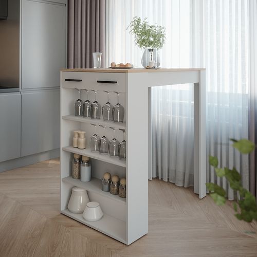 Table De Bar Repose 55346 Blanc/sonoma 67x100cm