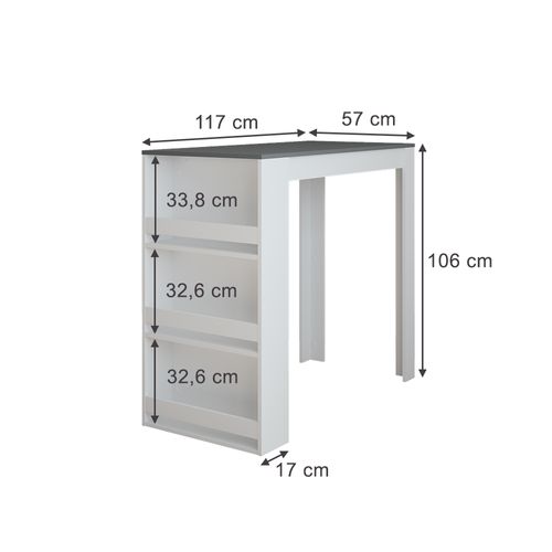 Table De Bar Repose 55352 Blanc/anthracite 57x117cm