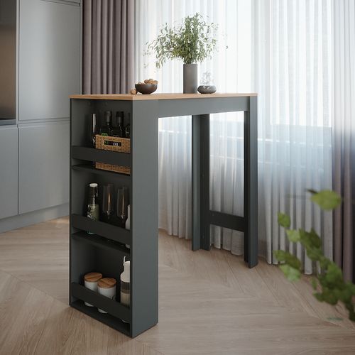 Table De Bar Repose 55357 Anthracite/chêne Doré 45x110cm