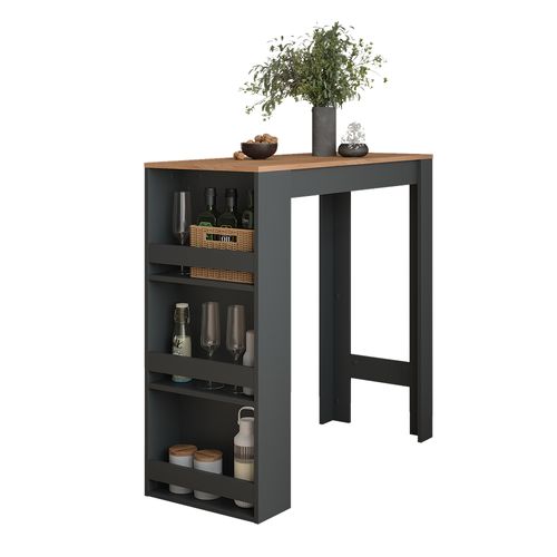Table De Bar Repose 55357 Anthracite/chêne Doré 45x110cm