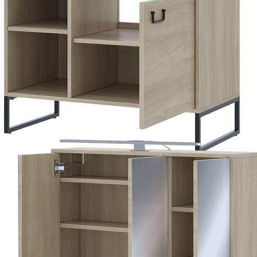 Meubles Bain Vionna 55367 Chêne/noir 4 Pièces