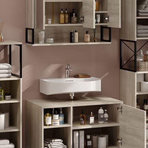 Meubles Bain Vionna 55367 Chêne/noir 4 Pièces