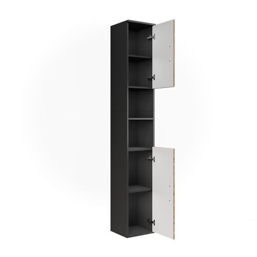 Armoire Haute Irma 55371 Anthracite/artisan 30x190cm Avec 2 Portes