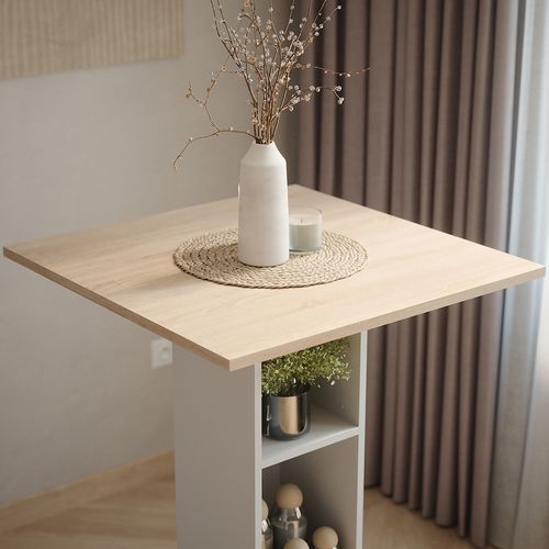 Table De Bar Repose 55372 Blanc/sonoma 75x75cm
