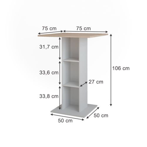Table De Bar Repose 55372 Blanc/sonoma 75x75cm