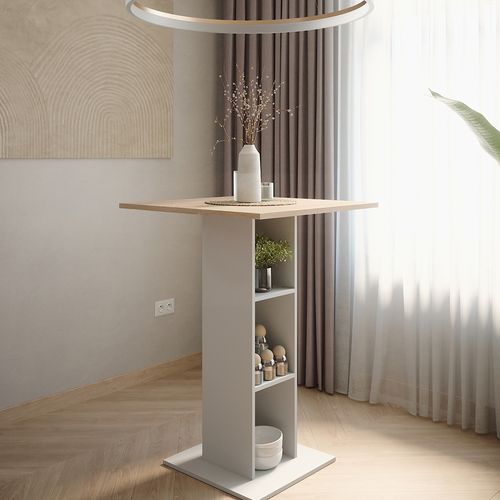 Table De Bar Repose 55372 Blanc/sonoma 75x75cm