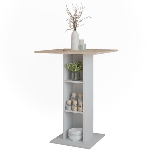 Table De Bar Repose 55372 Blanc/sonoma 75x75cm