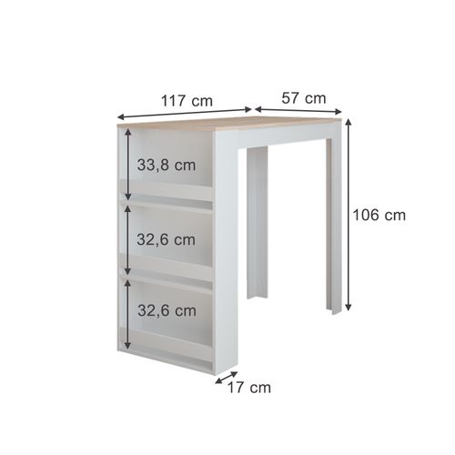 Table De Bar Repose 55373 Blanc/sonoma 57x117cm