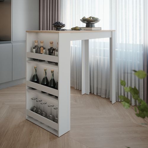 Table De Bar Repose 55373 Blanc/sonoma 57x117cm