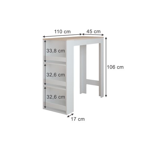 Table De Bar Repose 55374 Blanc/sonoma 45x110cm