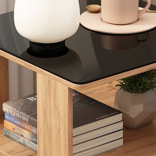 Table Basse Velito 55377 Chêne Doré/noir 50x50cm