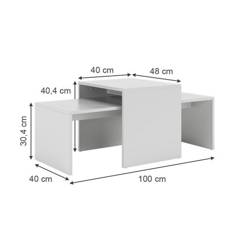 Ensemble De Tables Basses Donat 55392 Blanc 100x48cm 2 Pièces