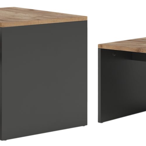 Ensemble De Tables Basses Donat 55393 Anthracite/chêne Doré 100x48cm , 2 Parties