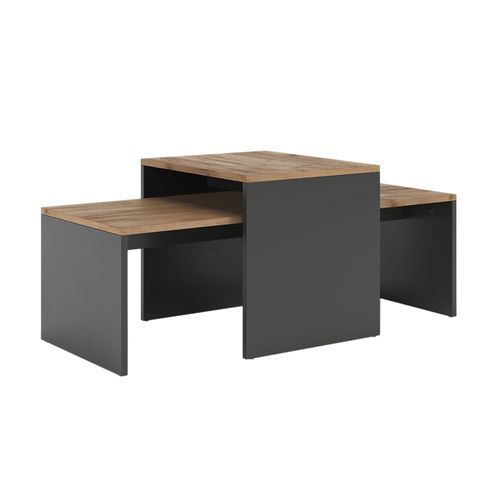 Ensemble De Tables Basses Donat 55393 Anthracite/chêne Doré 100x48cm , 2 Parties