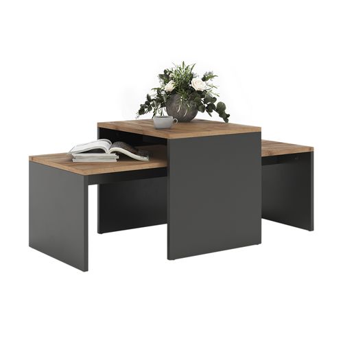 Ensemble De Tables Basses Donat 55393 Anthracite/chêne Doré 100x48cm , 2 Parties