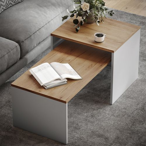 Ensemble De Tables Basses Donat 55394 Chêne Blanc/force De Lor 100x48cm , 2 Parties