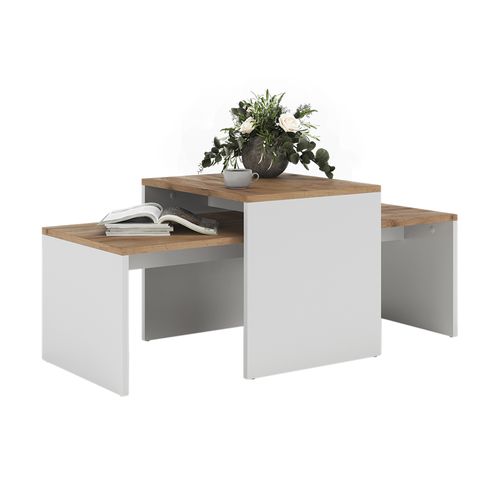 Ensemble De Tables Basses Donat 55394 Chêne Blanc/force De Lor 100x48cm , 2 Parties