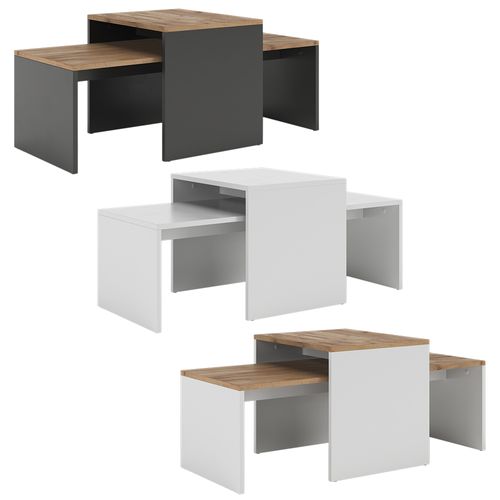 Ensemble De Tables Basses Donat 55394 Chêne Blanc/force De Lor 100x48cm , 2 Parties