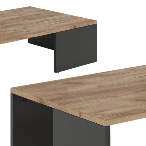 Table Basse Hardi 55396 Anthracite/chêne Doré 90x21.4cm