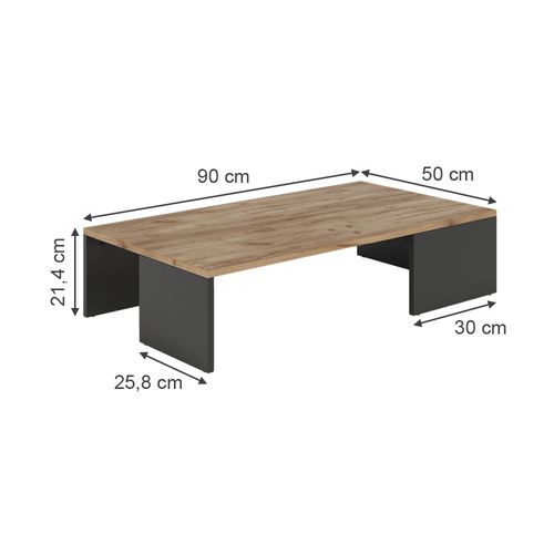 Table Basse Hardi 55396 Anthracite/chêne Doré 90x21.4cm