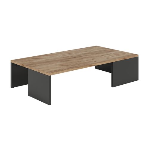 Table Basse Hardi 55396 Anthracite/chêne Doré 90x21.4cm
