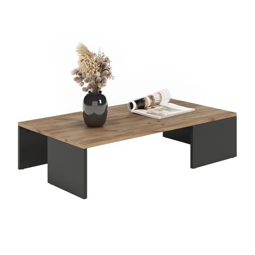 Table Basse Hardi 55396 Anthracite/chêne Doré 90x21.4cm