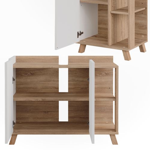 Ensemble De Meubles De Salle De Bains Karen 55411 Sonoma/blanc 3 Pièces