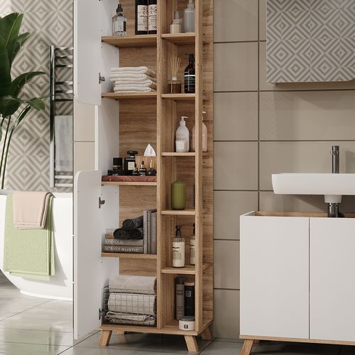 Ensemble De Meubles De Salle De Bains Karen 55411 Sonoma/blanc 3 Pièces