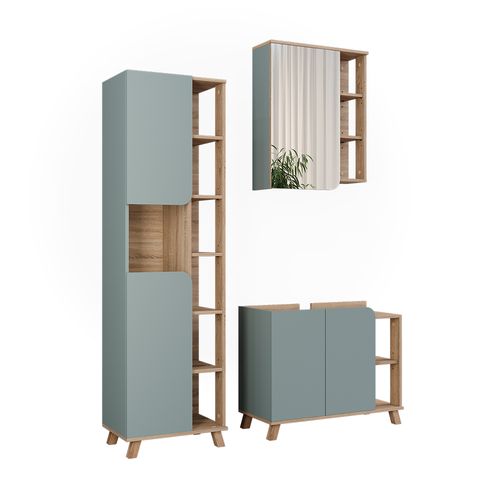 Meubles Bain Karen 55419 Sonoma/bleu 3 Pièces