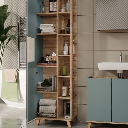 Meubles Bain Karen 55420 Sonoma/bleu 4 Pièces